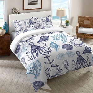 Navy Coastal Creatures King Duvet Cover - 1 of 1