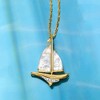 Ross-Simons Mother-Of-Pearl Sailboat Pendant Necklace With Diamonds in 18kt Gold Over Sterling Size - 3 of 4