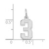 Black Bow Jewelry 14k White Gold, Jersey Collection, Small Number 3 Pendant - 4 of 4