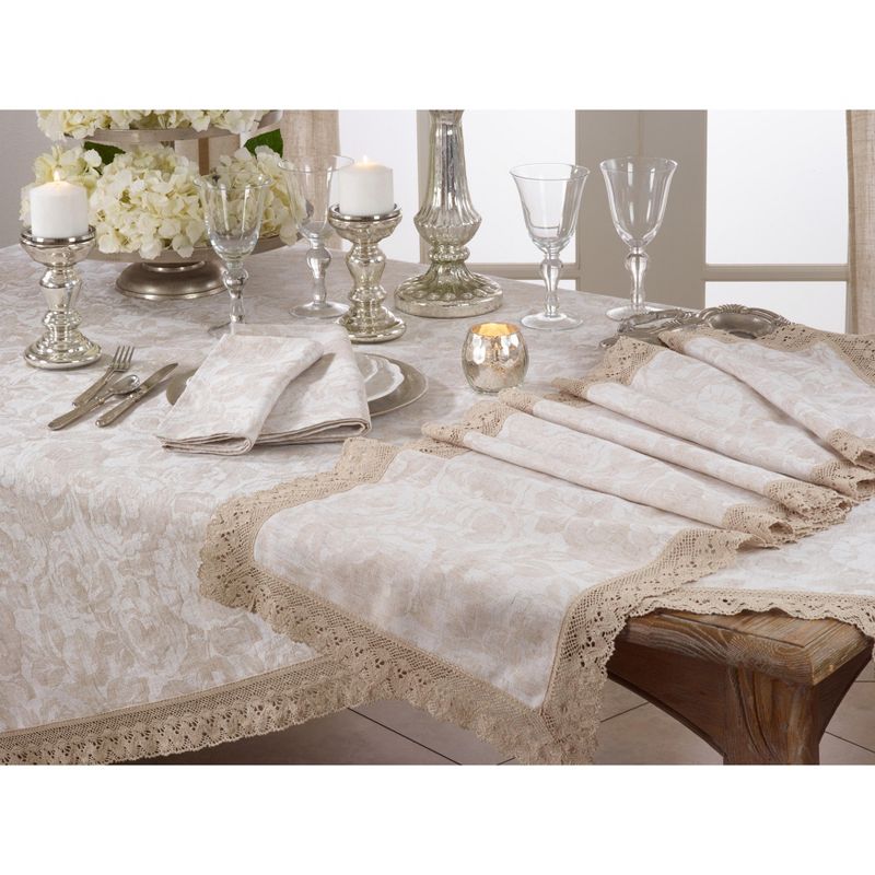 Saro Lifestyle Table Runner With Jacquard Lace Trim Design, 3 of 4
