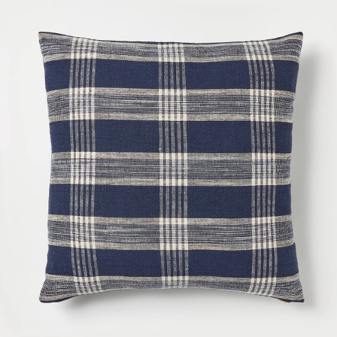 Woven Cotton Textured Square Throw Pillow Blue - Threshold™