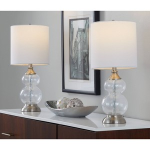 LumiSource (Set of 2) Belle 20" Contemporary Glass Accent Lamps: UL Listed, Drum Shade, E26 Base - 1 of 4