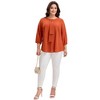 Women's Plus Size Tie Crew Neck 3/4 Ruffle Sleeves Work Office Chiffon Blouses - Agnes Orinda - 3 of 4