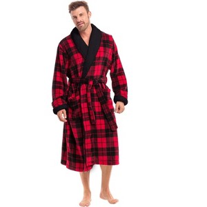 ADR Men's Plush Fleece Bathrobe, Warm Cozy Bath Robe - 1 of 4