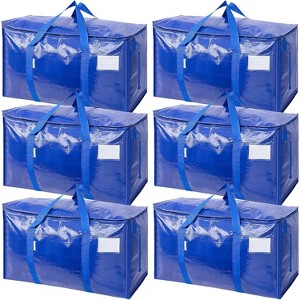 6 Pack Extra Large Moving Bags Zippers & Carrying Handles, Heavy-Duty Storage Tote Moving Boxes Space Saving - 1 of 4