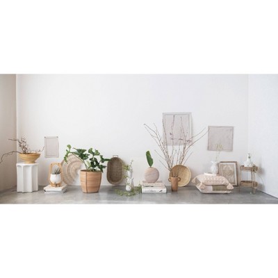 White Sculpted Stoneware Round Accent Table, 18 inches