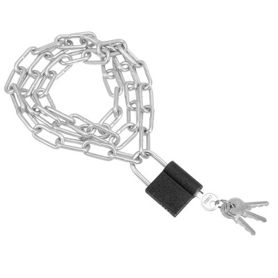 Unique Bargains Bicycle Cycling Zinc Plated 3.28 Feet Long Chain Lock with Padlock Silver