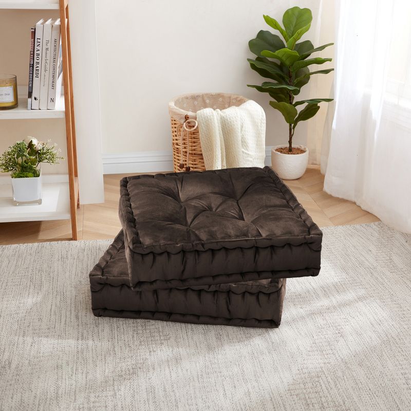 20"x20" Oversized Square Tufted Floor Pillow in Faux Velvet Fabric by Sweet Home Collection™, 1 of 5