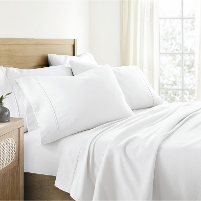 100% Cotton Flannel Sheets,  4PC Super Soft Bed Sheets, Easy Care,  Solid Color - Becky Cameron
