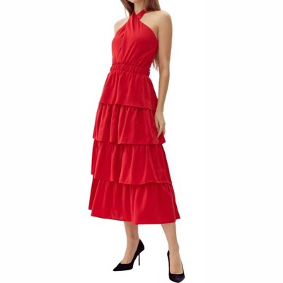 Women's Eleanor Halter Tiered Midi Dress - adelyn rae