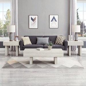 Roundhill Furniture Athens 3-Piece Set Modern Accent Coffee Table with Two End Tables White - 1 of 4