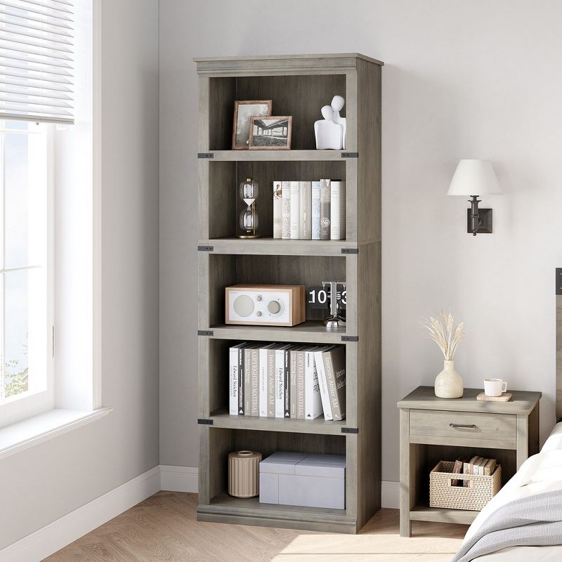 Whizmax 5 Tier Bookcase, Farmhouse Book Shelf with Storage Open Display Bookshelves for Home Office, Living Room, Bed Room, 3 of 10