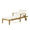 Christopher Knight Home Perla Outdoor Acacia Wood Armless Adjustable Chaise Lounge with Water Resistant Cushion - 2 of 4