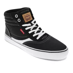 Levi's Mens Lance Mid CT CVS UL Canvas and Vegan Suede Casual Lace-Up Sneaker Shoe, Black/White, Size 10