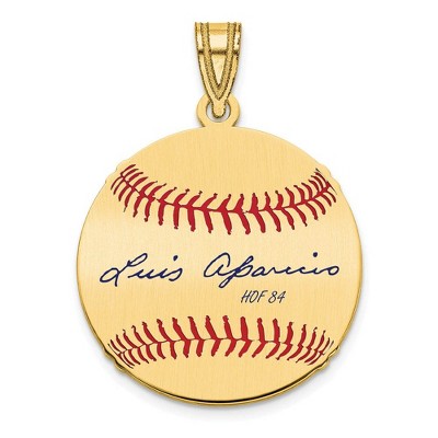 Black Bow Jewelry 14K Gold Plated Luis Aparicio Signature SM Enamel Baseball Pendant