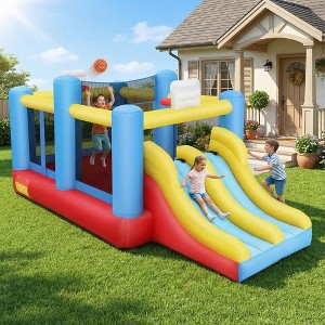 KRISRATE Bounce House 15x8ft with Dual Slides - Inflatable Bouncy Castle with 2 Basketball Hoops, Removable Volleyball Net &Blower for Indoor Outdoor - 1 of 4