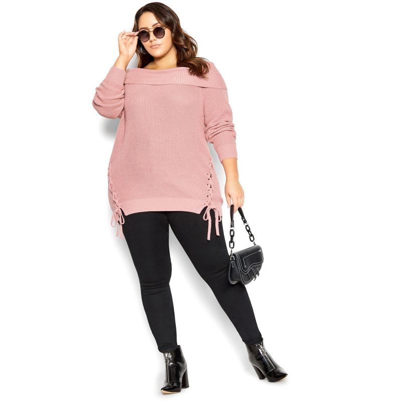 Women's Plus Size Intertwine Sweater - blush | CITY-CHIC, 4 of 7