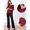 INSPIRE CHIC Women's 3/4 Puff Sleeve Elastic Cuff Round Neck Dressy Office Shirt - 2 of 4
