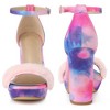 Perphy Women's Tie Dye Platform Fur Chunky Heels Sandals - 3 of 4