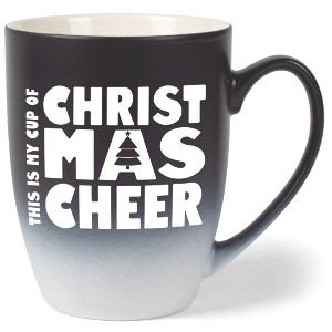 Elanze Designs This is My Cup of Christmas Cheer Two Toned Ombre Matte Black and White 12 ounce Ceramic Stoneware Coffee Cup Mug - 1 of 4