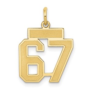 Black Bow Jewelry 14k Yellow Gold, Jersey Collection, Small Number 67 Pendant - 1 of 4
