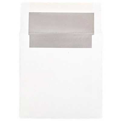 JAM Paper 6 x 6 Square Foil Lined Invitation Envelopes White with Silver Foil 3244688