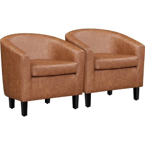 Yaheetech Set of 2 Faux Leather Club Chair, Contemporary Style for Living Room, Bedroom, Reception Room - 1 of 4