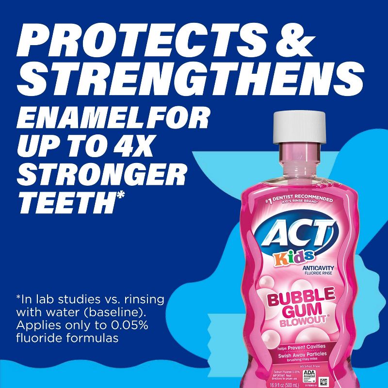 ACT Kids Bubblegum Anticavity Fluoride Mouthwash - 16.9 fl oz, 4 of 8