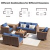 8-Piece Wicker Patio Furniture Set, Rattan Swivel Rocking Chairs with Sofa & Acacia Wood Storage Table for Backyard & Garden, Beige/Blue - ModernLuxe - 4 of 4