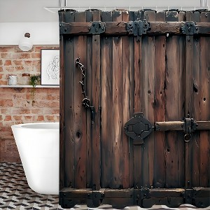 Paaaawaters 1pcs Wooden Door Pattern Set, Waterproof, Bathroom Sets, Bathroom Accessories, Home Decor - 1 of 4