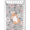 Sweet Jojo Designs Girl Baby Fitted Crib Sheet Watercolor Floral Grey and Pink - 4 of 4