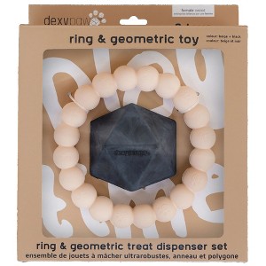 Dexypaws: Chew Master: Ring & Geometric Kong - Beige & Black - 2pc Dog Toys - 1 of 4