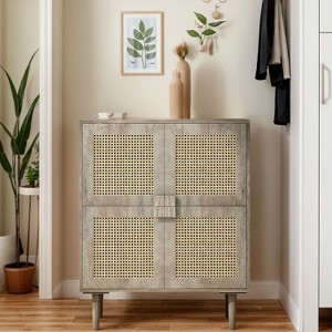 Kumasinova 31.5 Inch Rattan Mesh 4-Door Sideboard Cabinet,Buffet Cabinet with Adjustable Shelves for Living Room,Kitchen,Entryway - 1 of 4