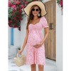 Clearlove Women's Chicken Heart Neck Short Sleeve Printed Comfortable Stylish Maternity Crop Dress - 3 of 4