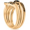 Pompeii3 1/2ct 4-Ring Stackable Yellow Gold Black Diamond Curved Wedding Engagement Set - 3 of 4