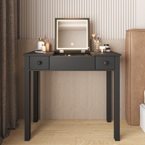 Accent Vanity Table Modern with Flip-Top Mirror and Hidden Organizer for Bedroom or Home Office 33" Wide - 3irtyhousy - 1 of 4