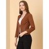 Allegra K Women's Work Office Zipper Decor Collarless Cropped Blazer - 4 of 4