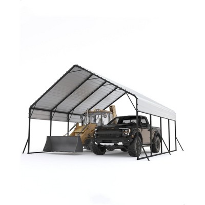 20'x20' Heavy Duty Metal Carport - 14,000LB Snow Load, 12 Beaufort Wind Rated, Permanent Shelter for 2 Cars, Trucks & Tractors