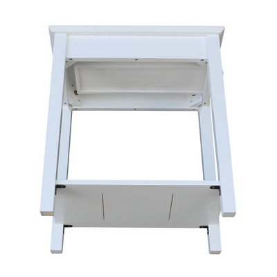 Elegant Narrow Solid Wood End Table in White with Shelf and Drawer