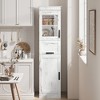 Tall Bathroom Cabinet, Slim Bathroom Storage Cabinet with Doors and Shelves, Freestanding Narrow Bathroom Linen Cabinet for Small Space, White - 3 of 4