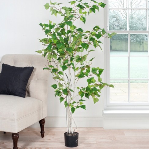 Nature Spring Birch Artificial Tree - 60-Inch Potted Faux Plant with Natural Looking Leaves - image 1 of 4