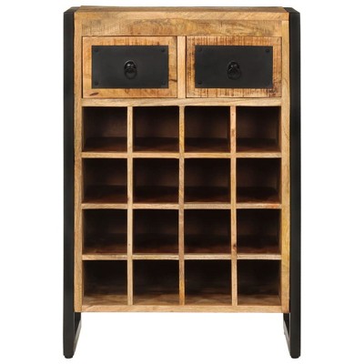 vidaXL Solid Mango Wood Wine Rack, Industrial-Style Freestanding Wine Storage for 16 Bottles, Durable with Powder-Coated Iron, Brown