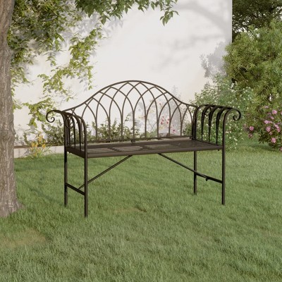 vidaXL 2-Seater Patio Bench 50.4" Black Steel