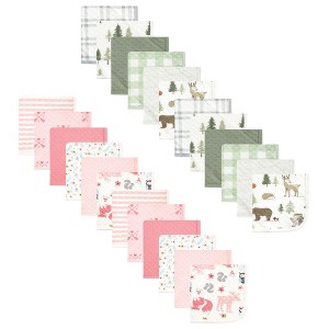 Hudson Baby Infant Girl 24Pc Quilted Cotton Washcloths, Forest Animals Girl Forest, One Size - 1 of 3