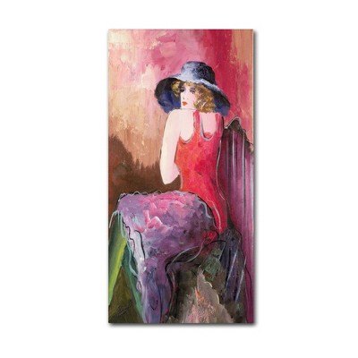 12" x 24" Woman with Blue Hat by Rosario Tapia - Trademark Fine Art