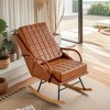 VECELO Upholstered Faux Leather/Teddy Fabric Rocking Chair Modern Lounge Rocker Recliner with Padded Seat, Safe Solid Wood Base White/Brown - 4 of 4