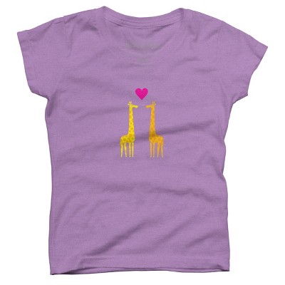 Girl's Design By Humans Cute cartoon giraffe couple in Love By badbugs T-Shirt