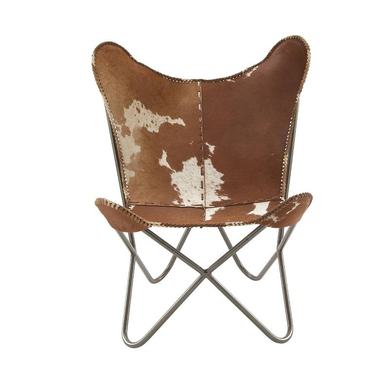 Rustic Cowhide Leather Butterfly Chair Brown - Olivia &#38; May, 1 of 18