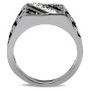 Slickblue Polished Men’s Stainless Steel Ring, Clear Synthetic Crystals, Pave and Engraved Style, Clear, Sizes 8–13 - 3 of 4