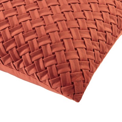 Rust Lattice Textured Velvet Euro Throw Pillow Covers, 2-Pack (18x18 Inches)